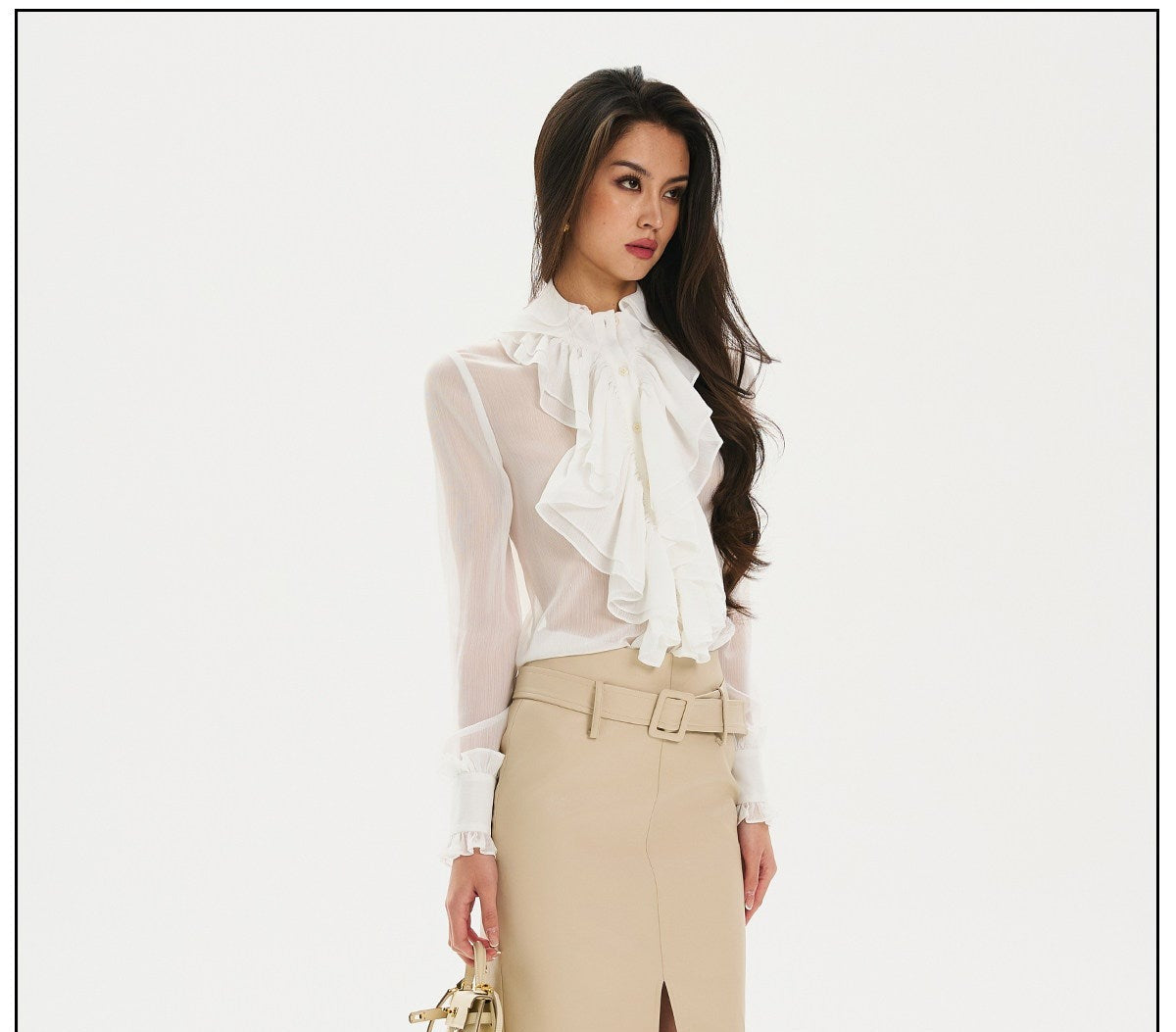 Leather Midi Skirt with Split Design