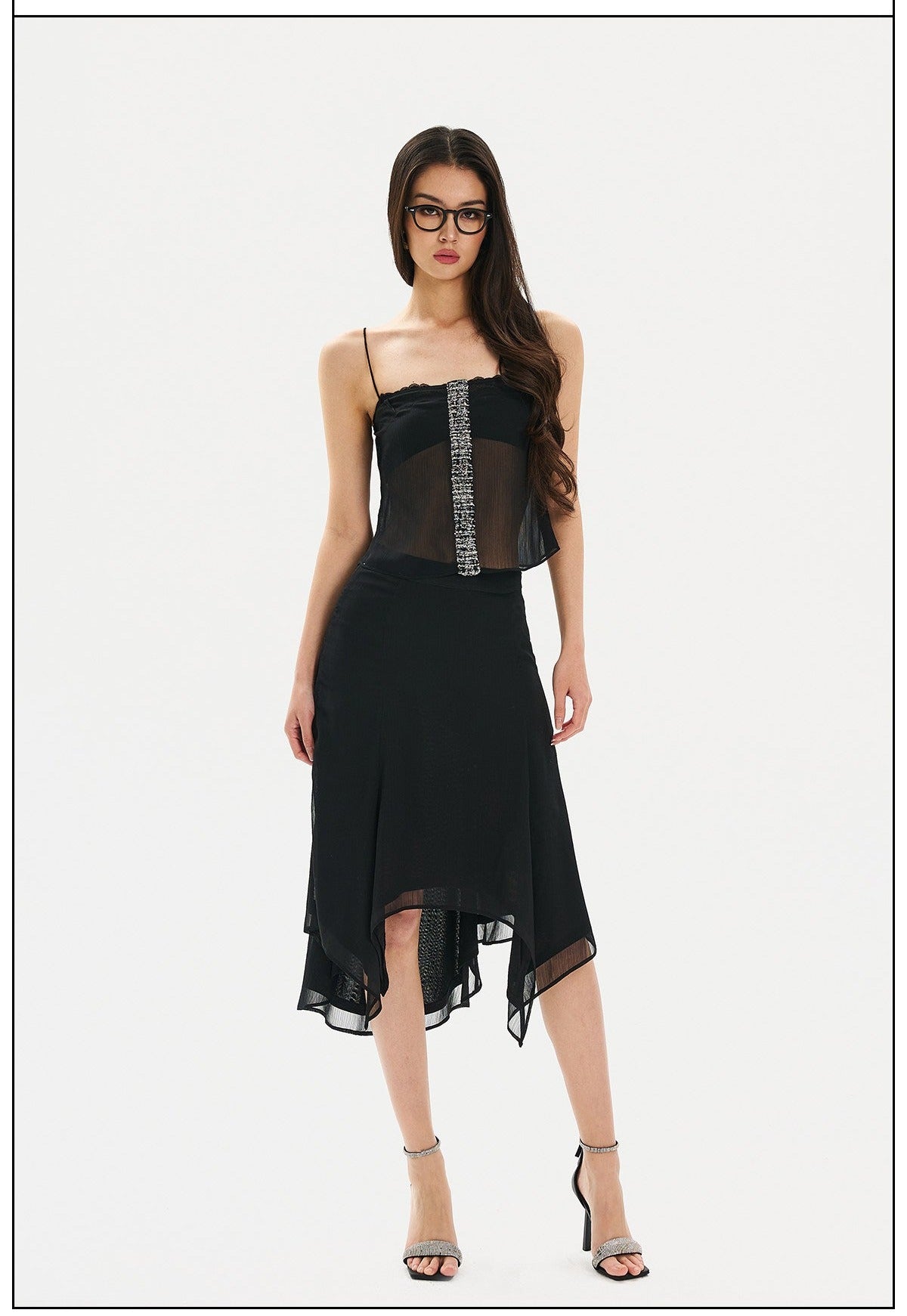 Polyester Skirt - Elegant Black Mesh Design