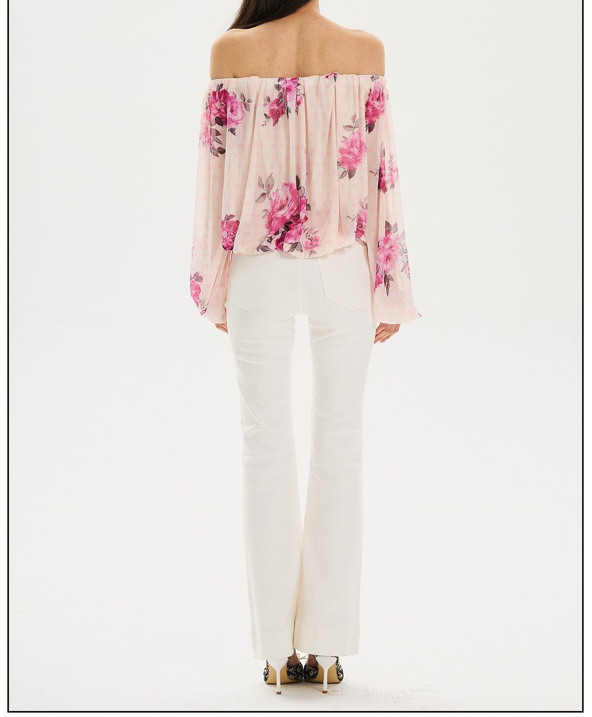Viscose Off-Shoulder Top with Puff Sleeves