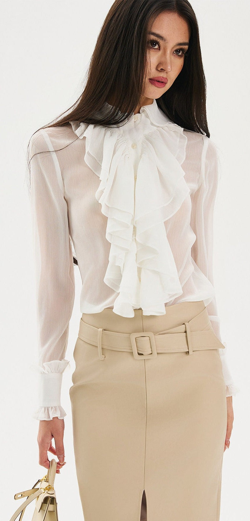Chiffon Blouse with Ruffle Design