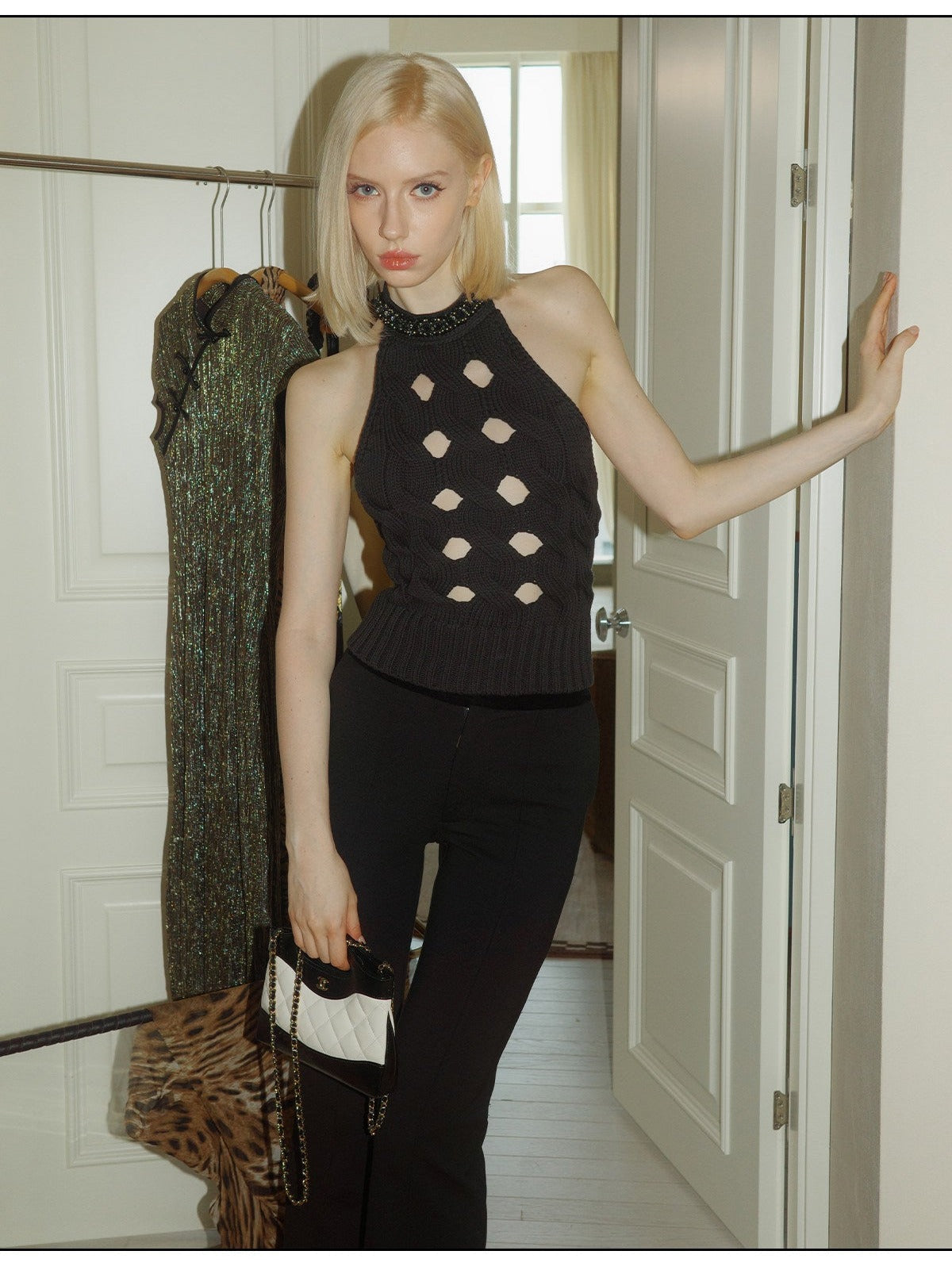 Knitted Tank Top - Hollow-Out Design