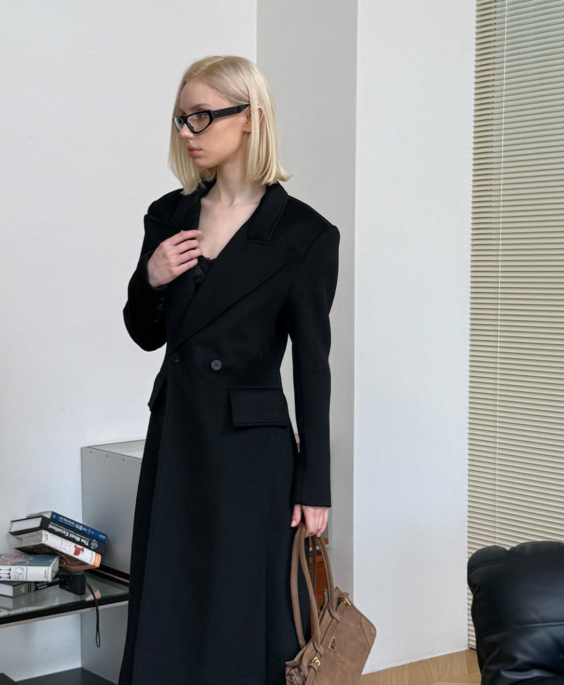 Wool Long Coat - Elegant Minimalist Design