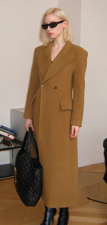 Wool Long Coat - Elegant Minimalist Design