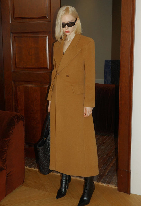 Wool Long Coat - Elegant Minimalist Design