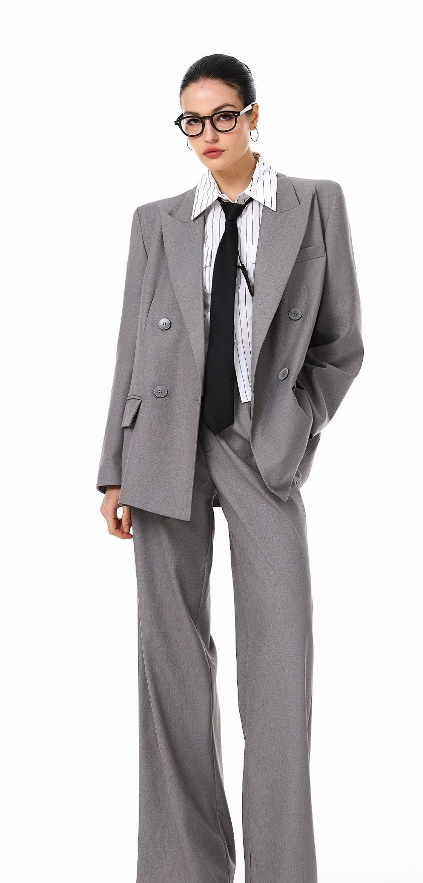 Viscose - Elegant Top and Tailored Pants Two-Piece Set
