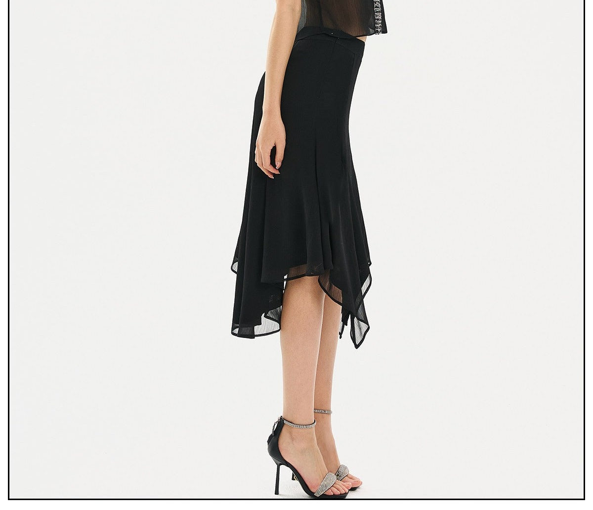 Polyester Skirt - Elegant Black Mesh Design