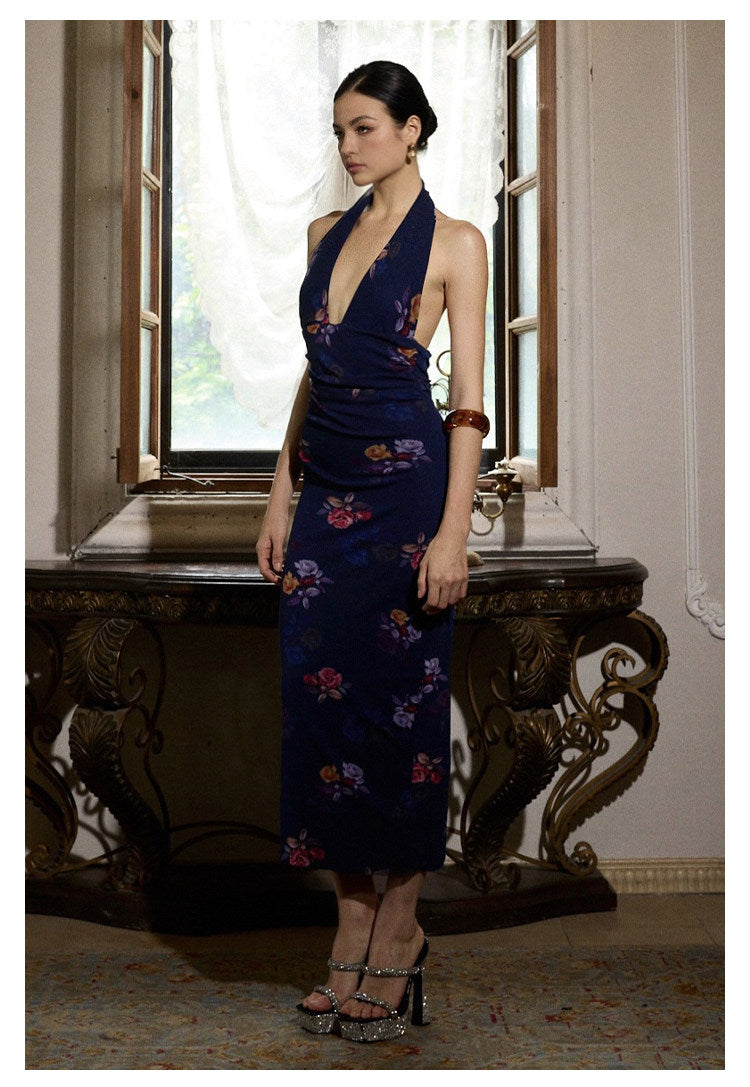 Viscose Dress - Deep V-Neck Backless Vacation Style