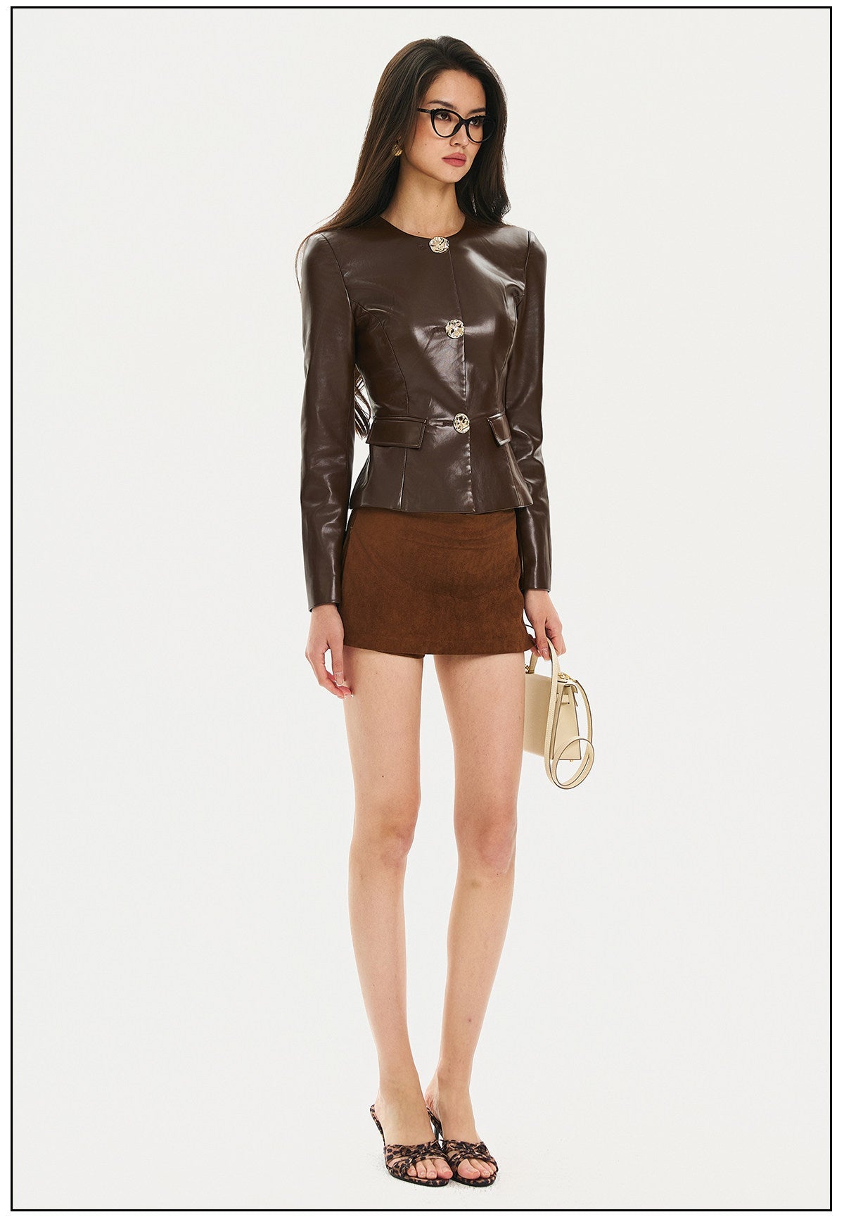 Leather Top with Metal Button Design