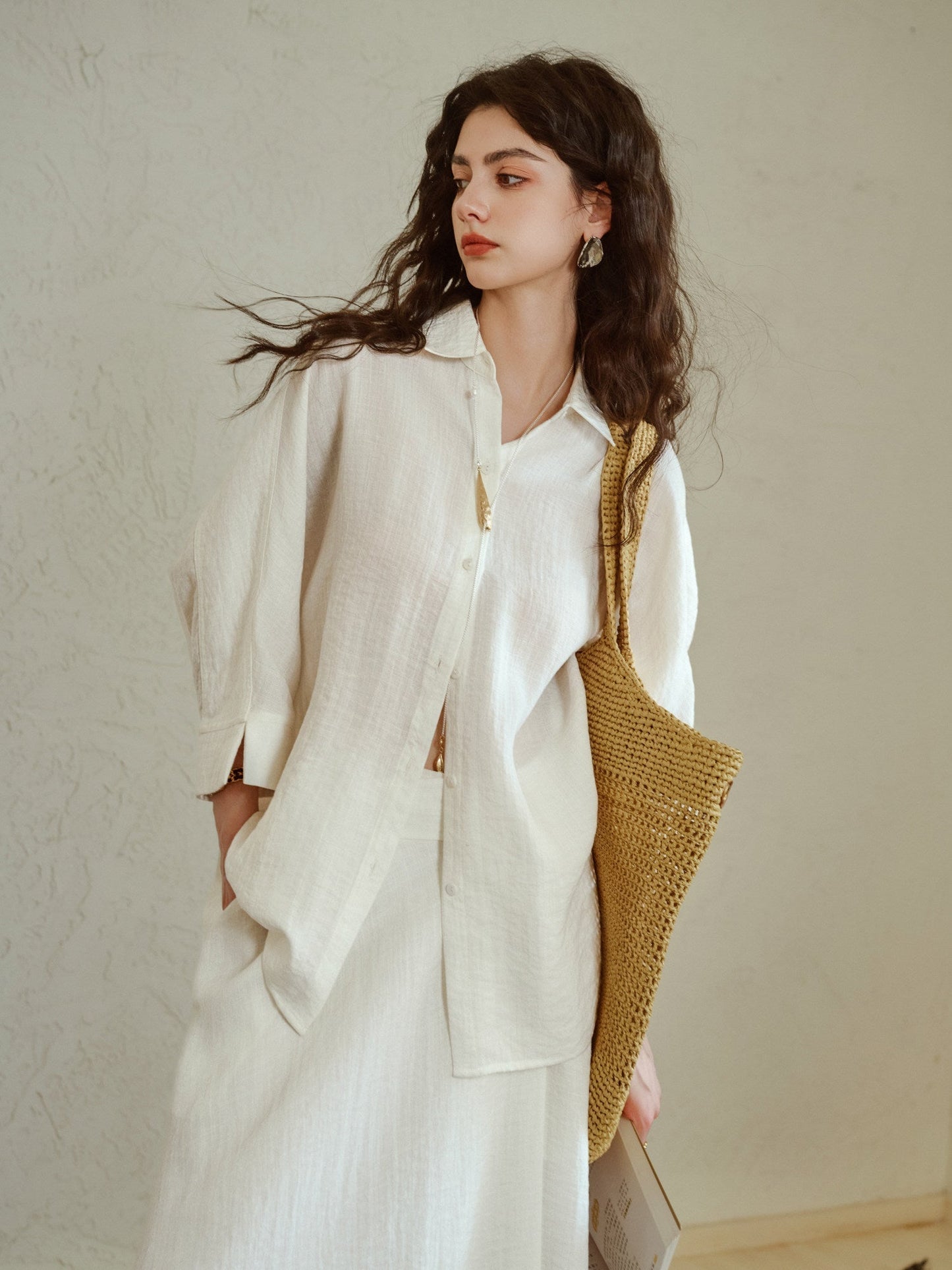 Linen Shirt and Skirt Set - Elegant and Versatile