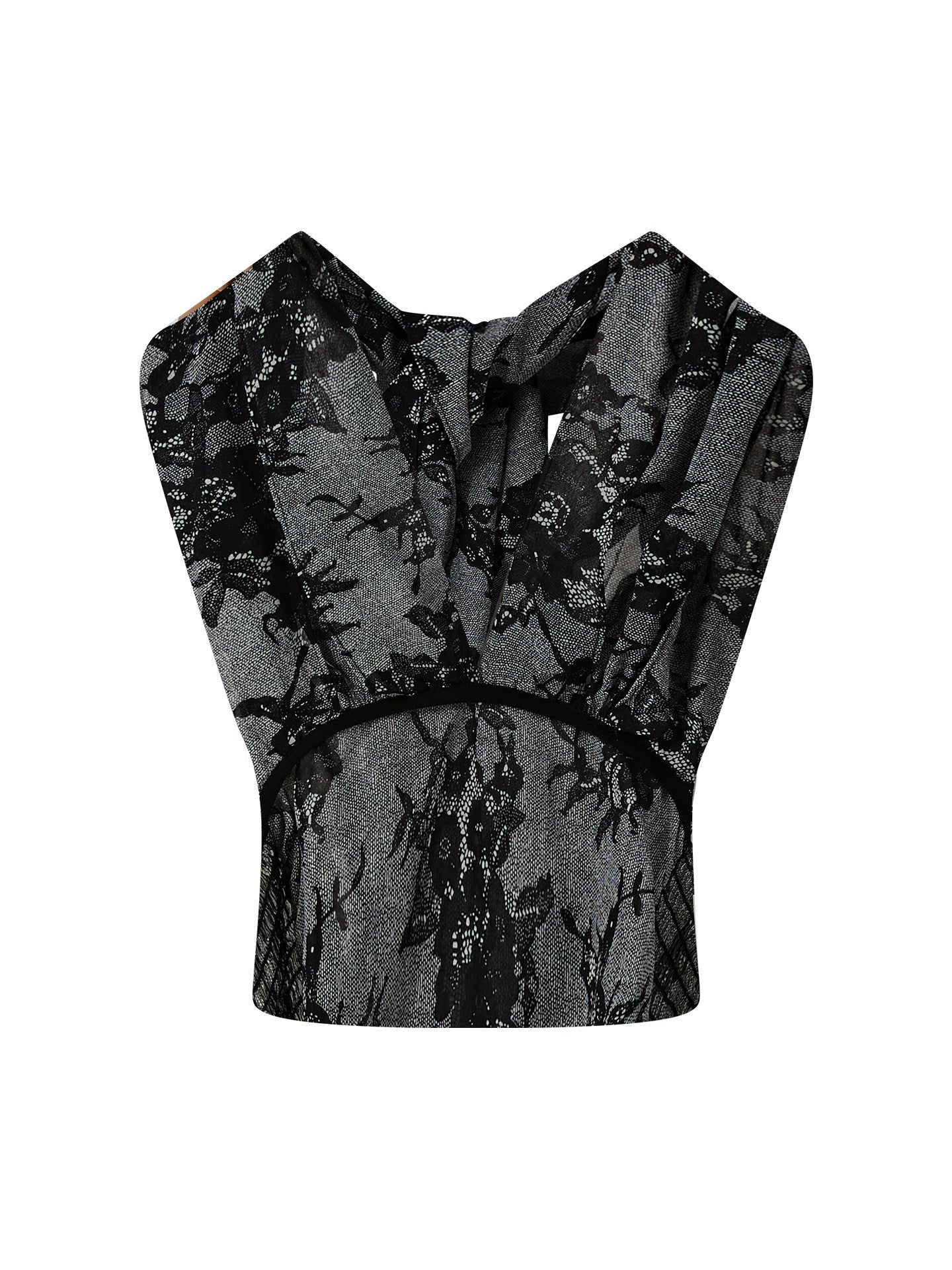 Viscose Halter Neck Cami Top - Gray Black Floral
