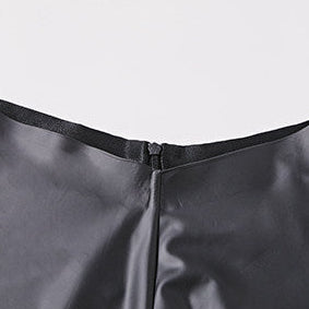 Elastic Faux Leather Pants - Flared Design