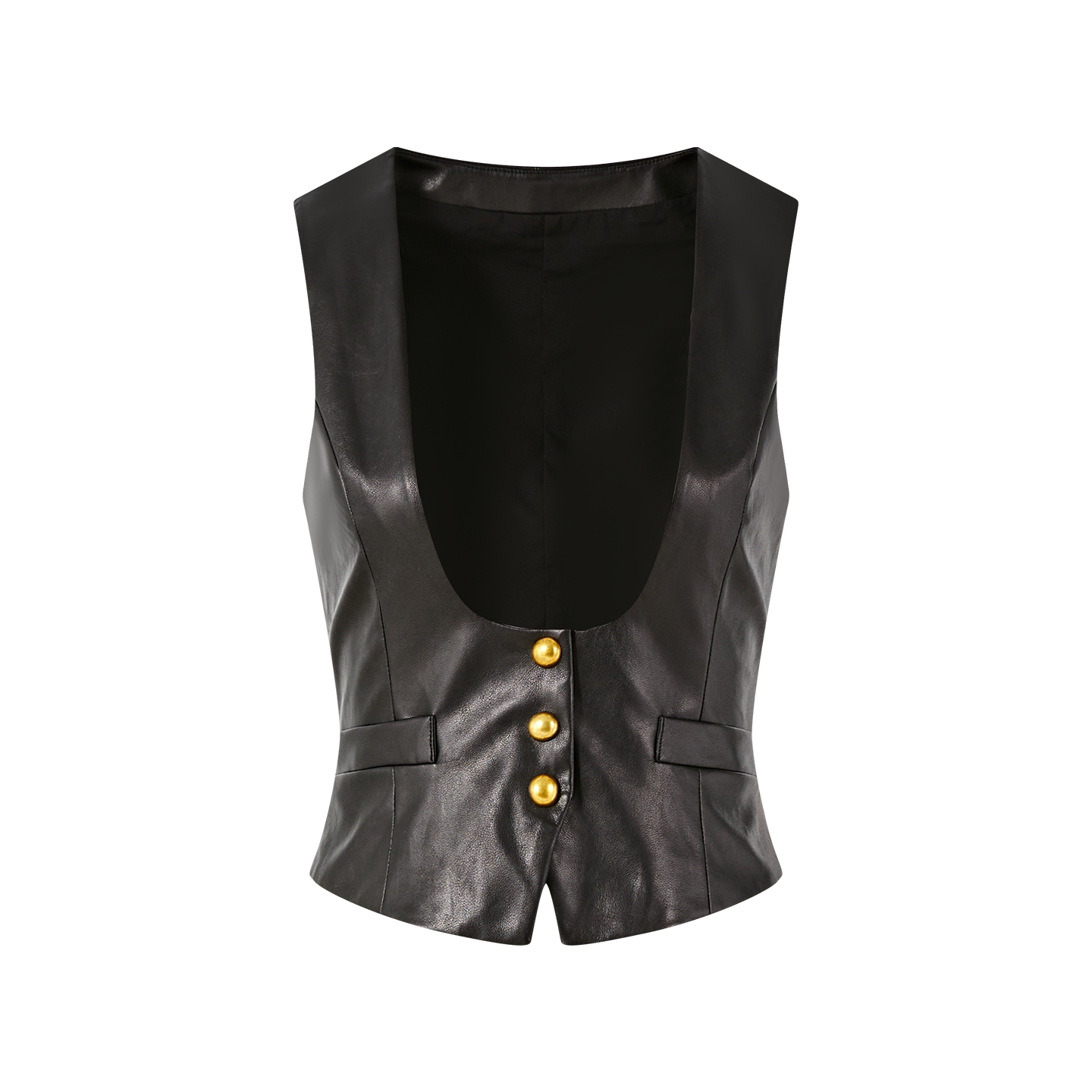 PU Leather 3-Piece Set - Sheer Shirt, Vest, and Shorts
