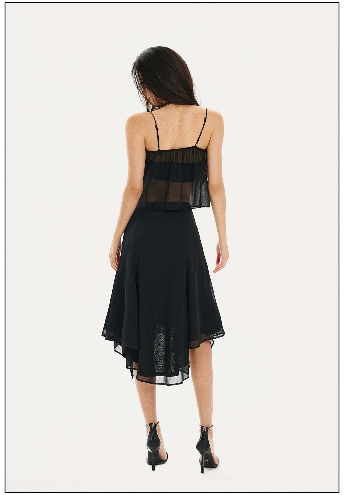 Polyester Skirt - Elegant Black Mesh Design