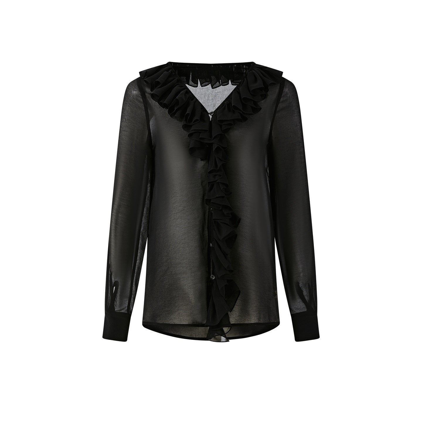 Chiffon Blouse with Ruffled Edges