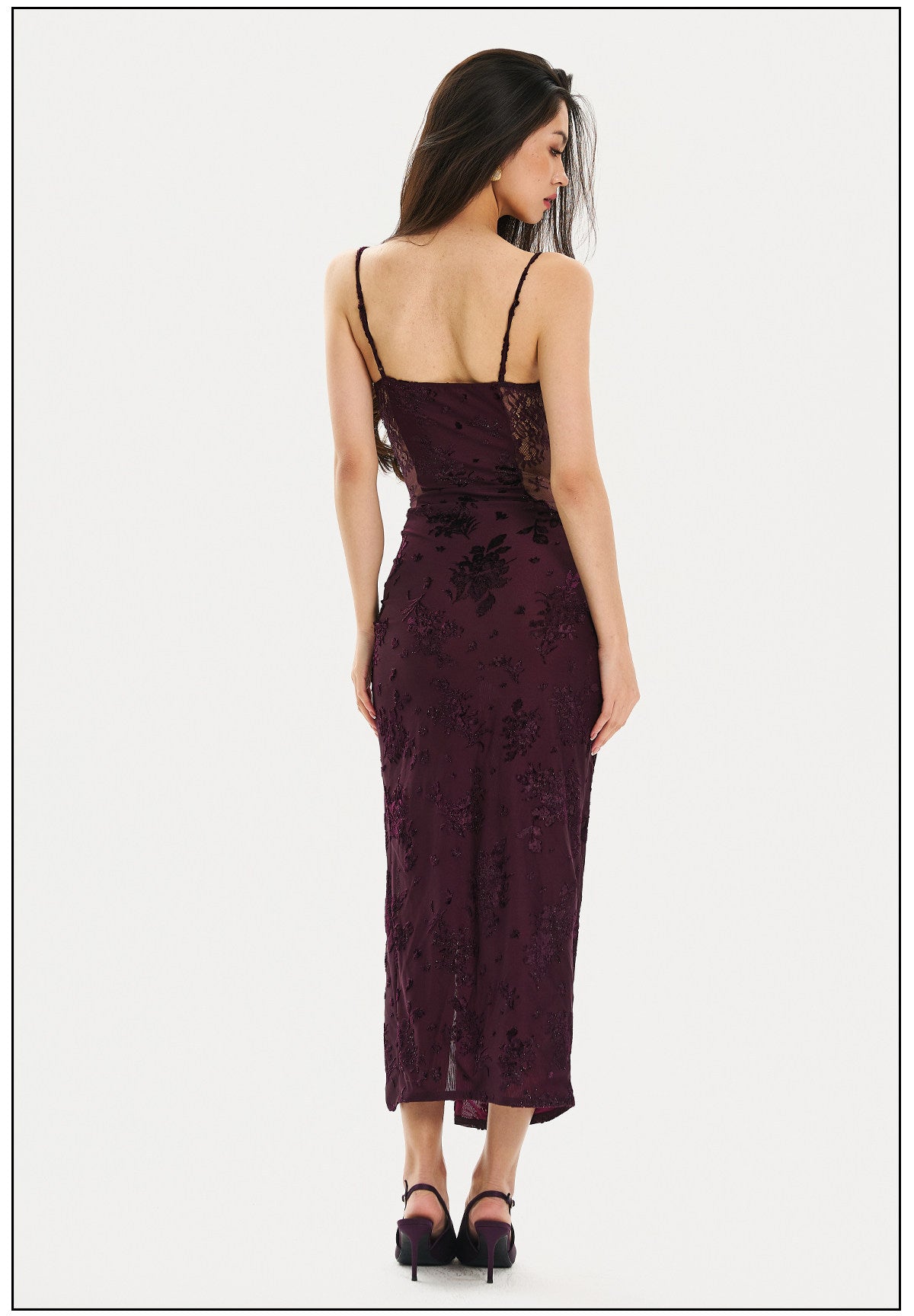 Mulberry Silk Dress - Elegant Lace Design