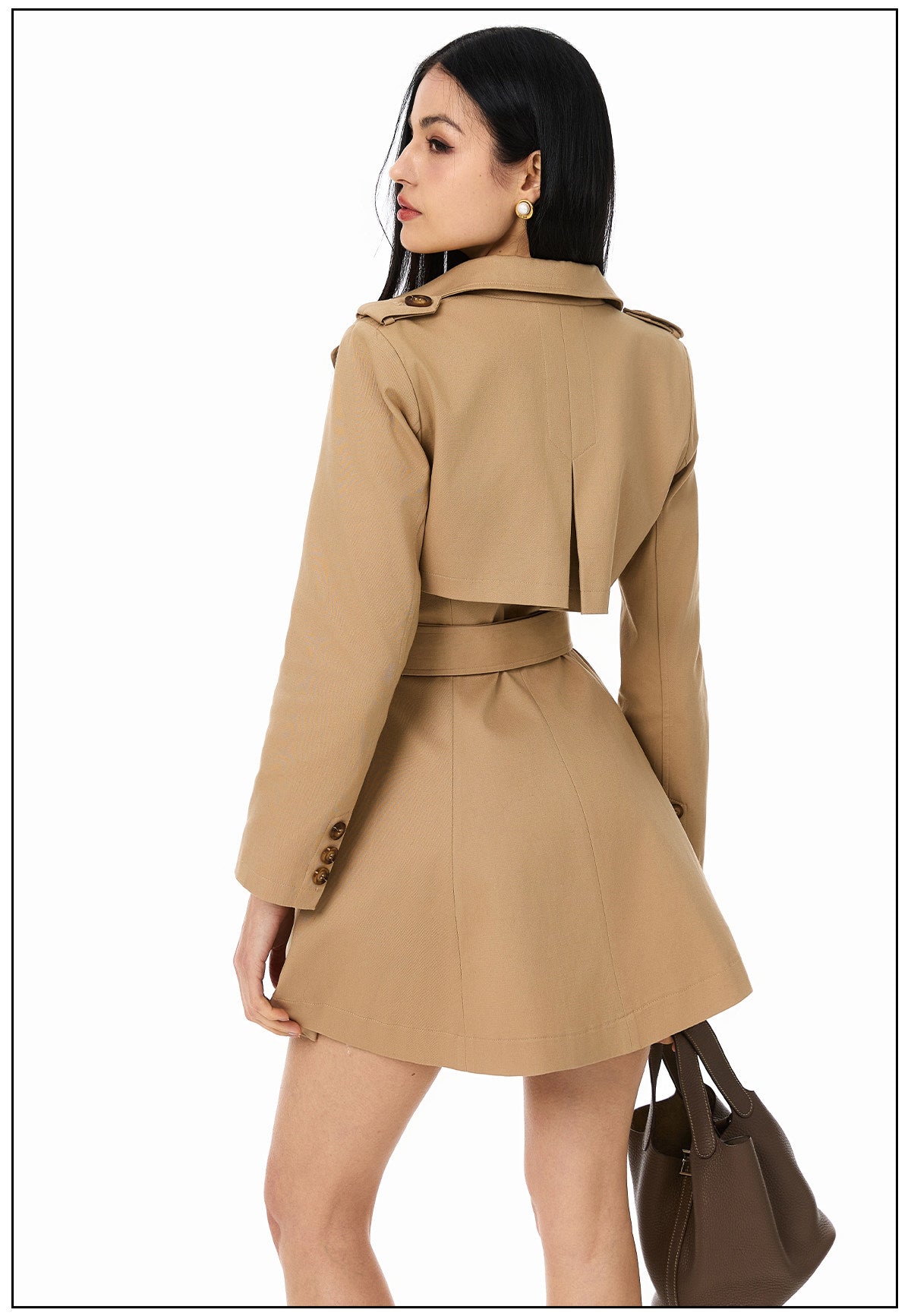 Classic Double-Breasted Trench Coat - Tailored Waist Design