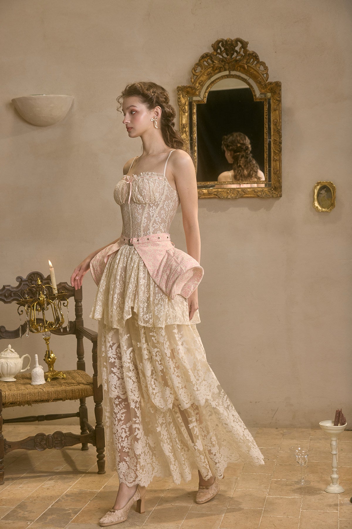 Lace Camisole Dress and Skirt Set