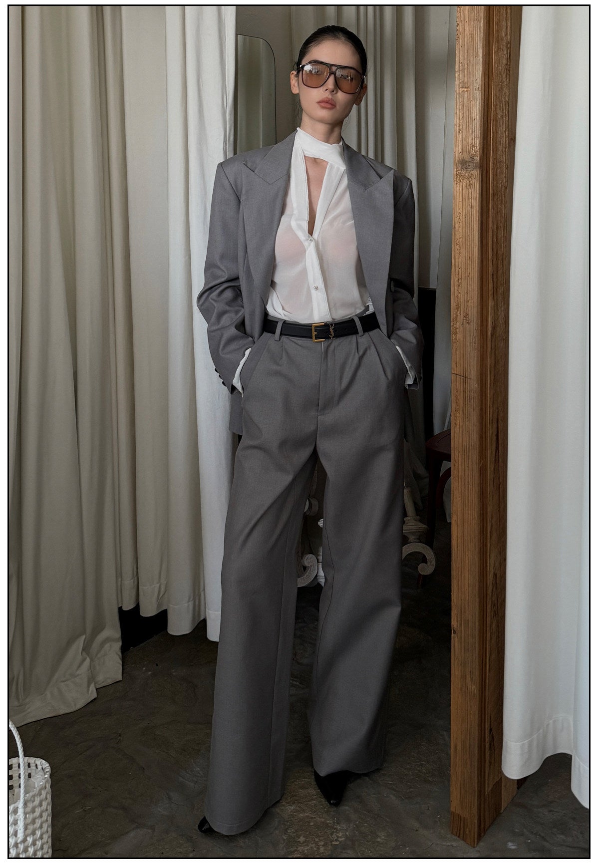 Viscose - Elegant Top and Tailored Pants Two-Piece Set
