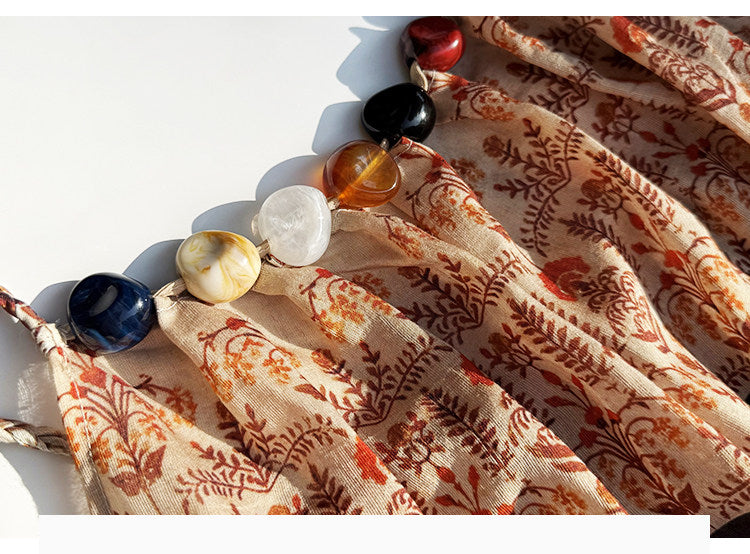 Tencel Linen Dress - Paisley Leaf Pattern