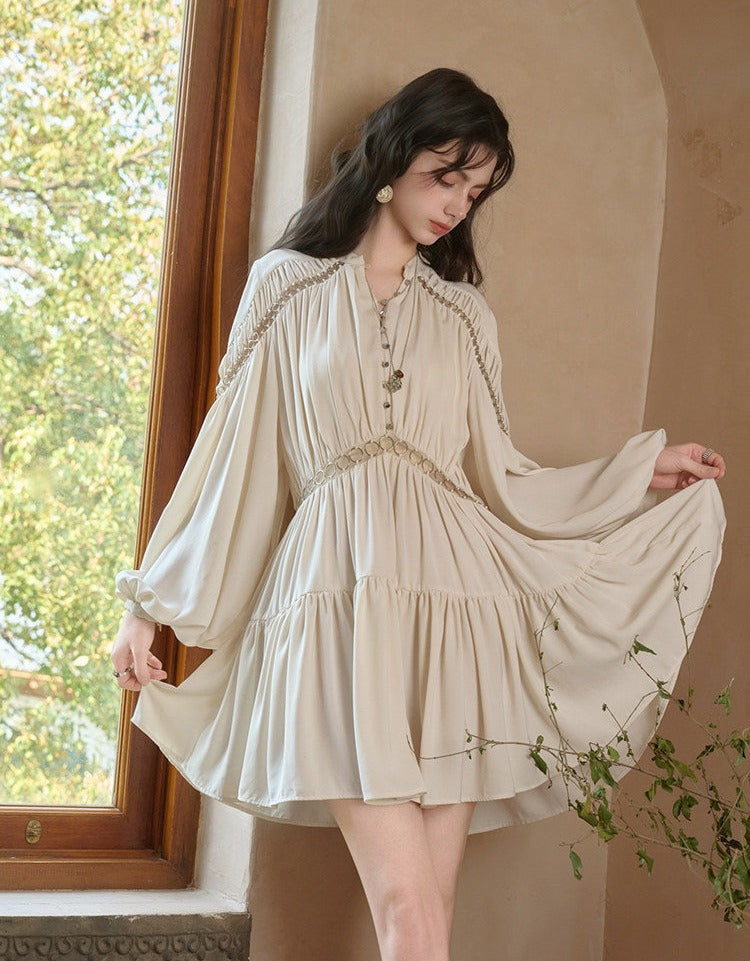 Lace V-Neck Dress - Elegant White Summer Dress