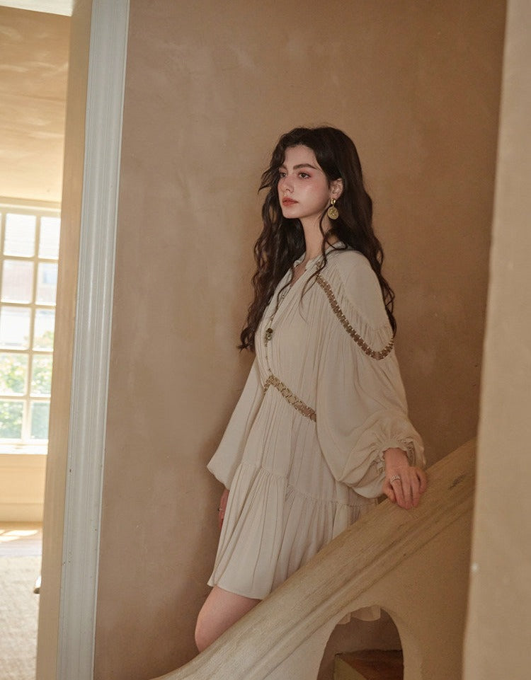 Lace V-Neck Dress - Elegant White Summer Dress