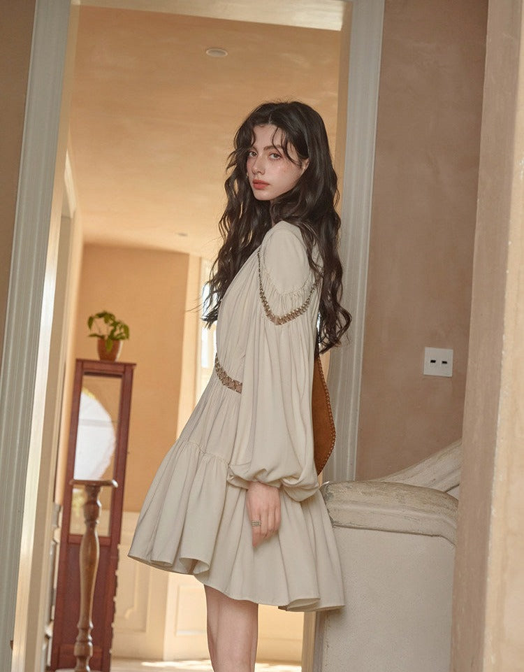 Lace V-Neck Dress - Elegant White Summer Dress