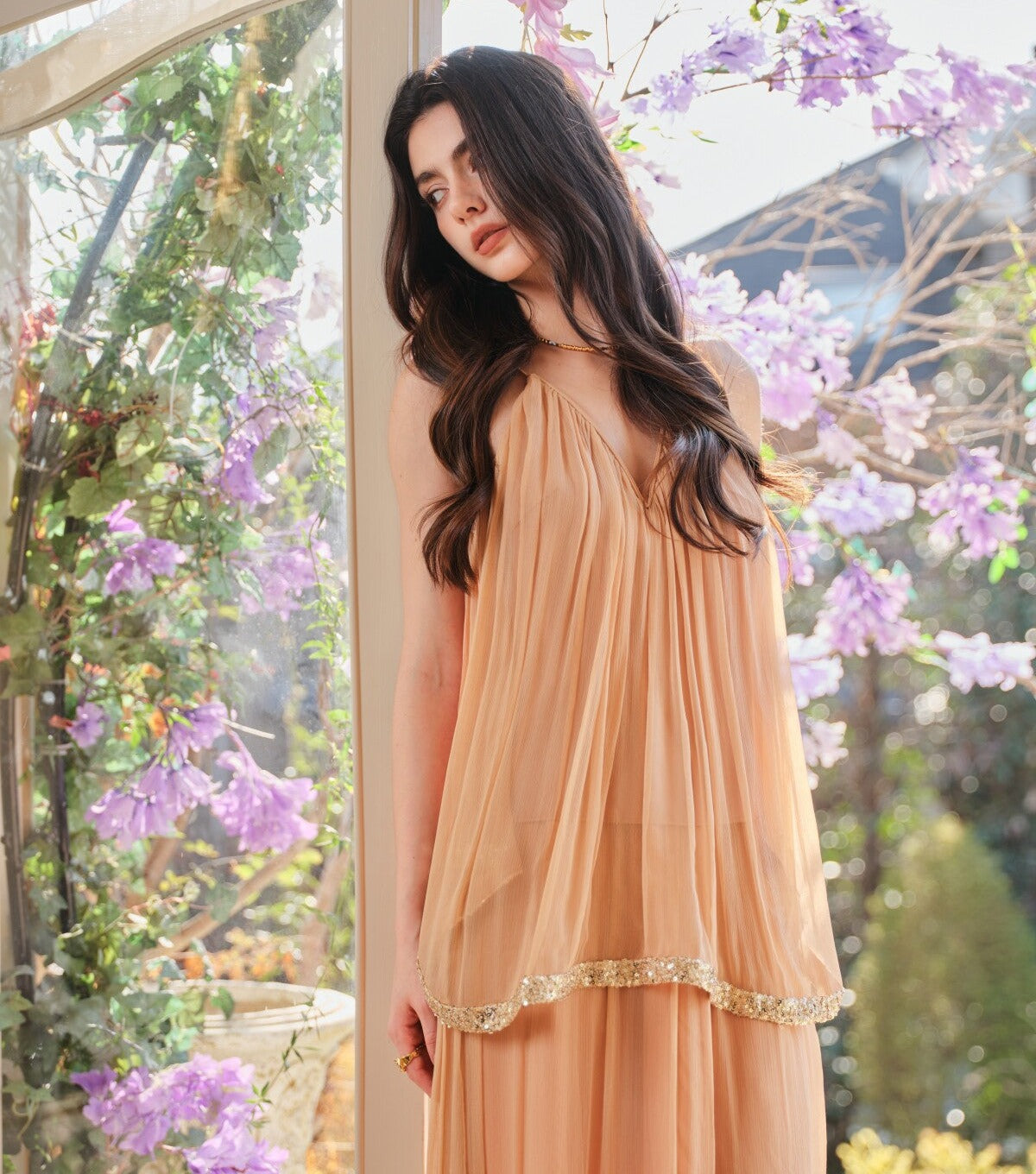 Cinnamon Pink 3-Piece Set - Cardigan, Camisole and Skirt