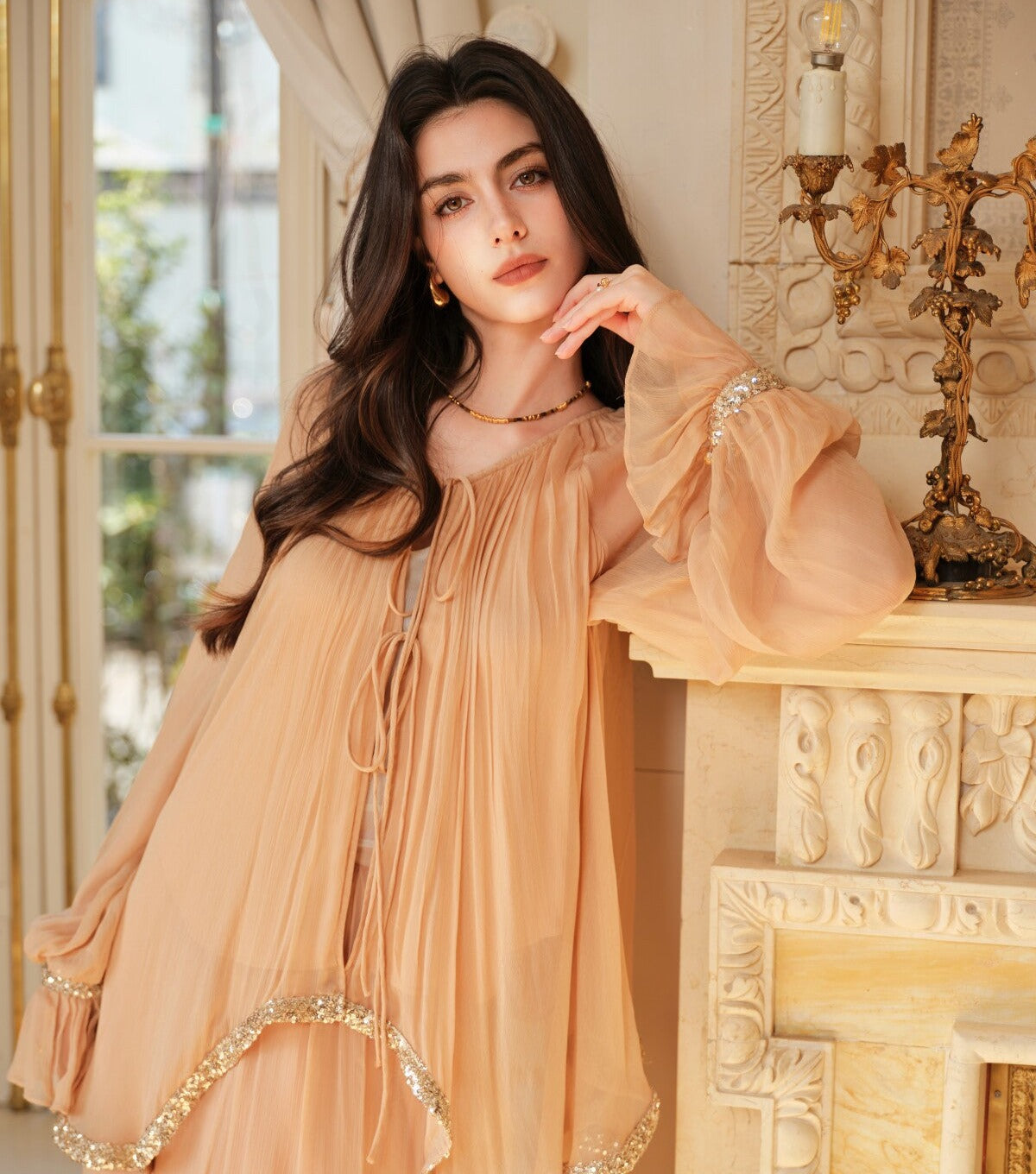 Cinnamon Pink 3-Piece Set - Cardigan, Camisole and Skirt