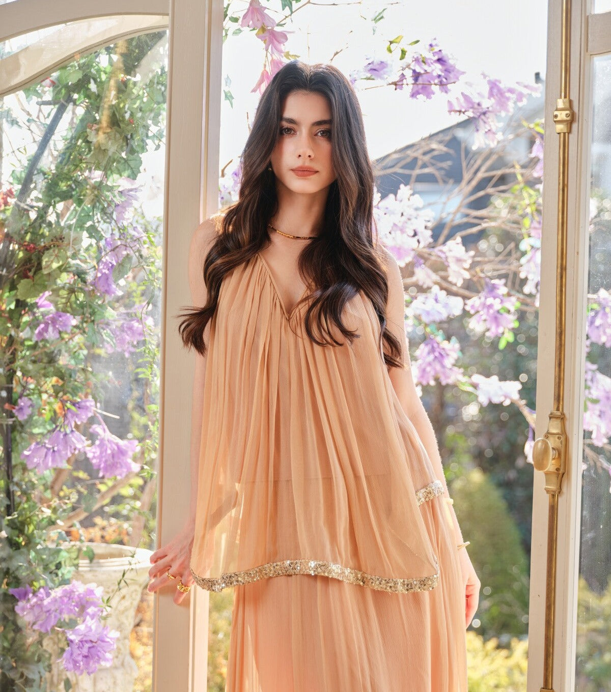 Cinnamon Pink 3-Piece Set - Cardigan, Camisole and Skirt