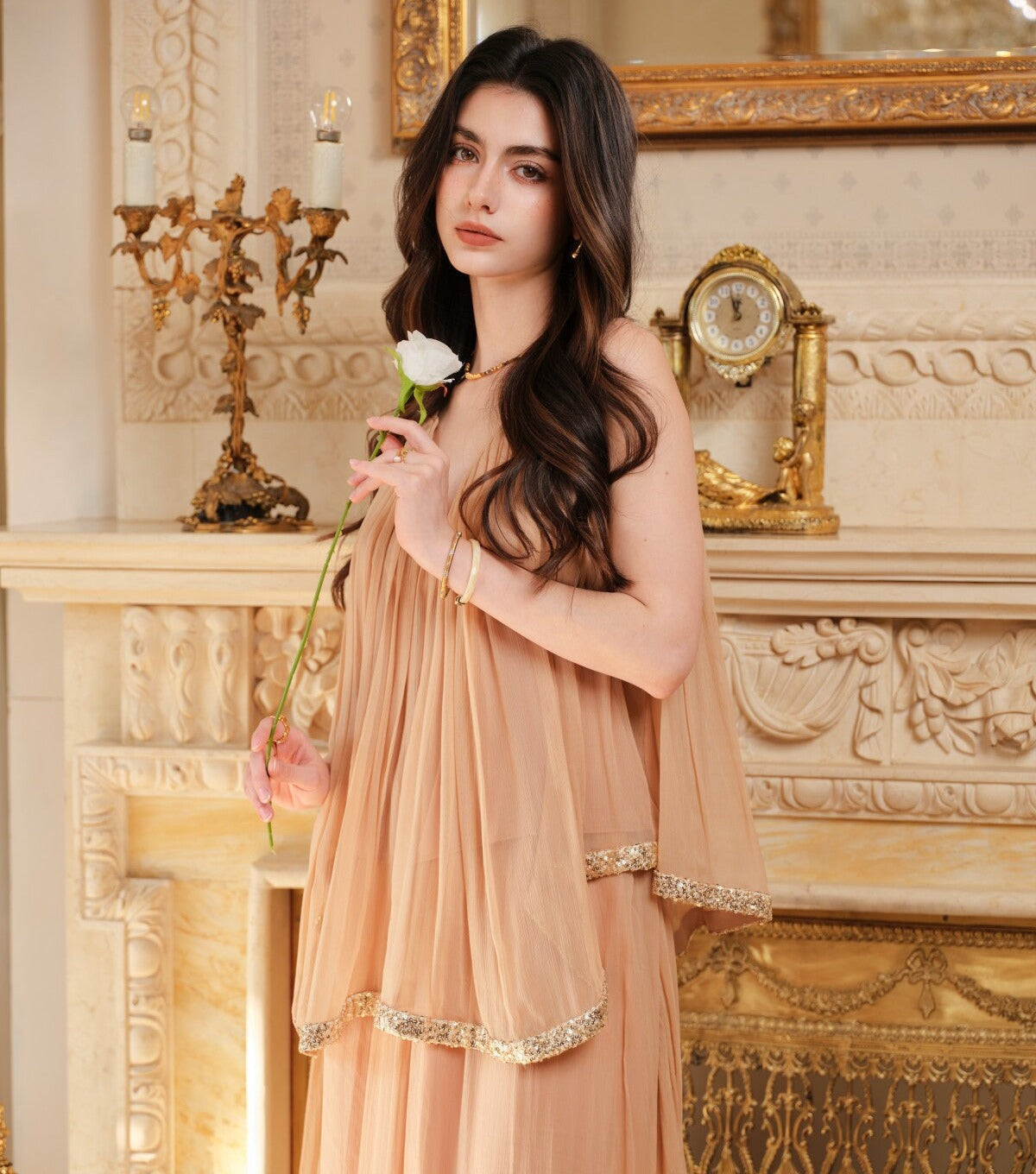 Cinnamon Pink 3-Piece Set - Cardigan, Camisole and Skirt