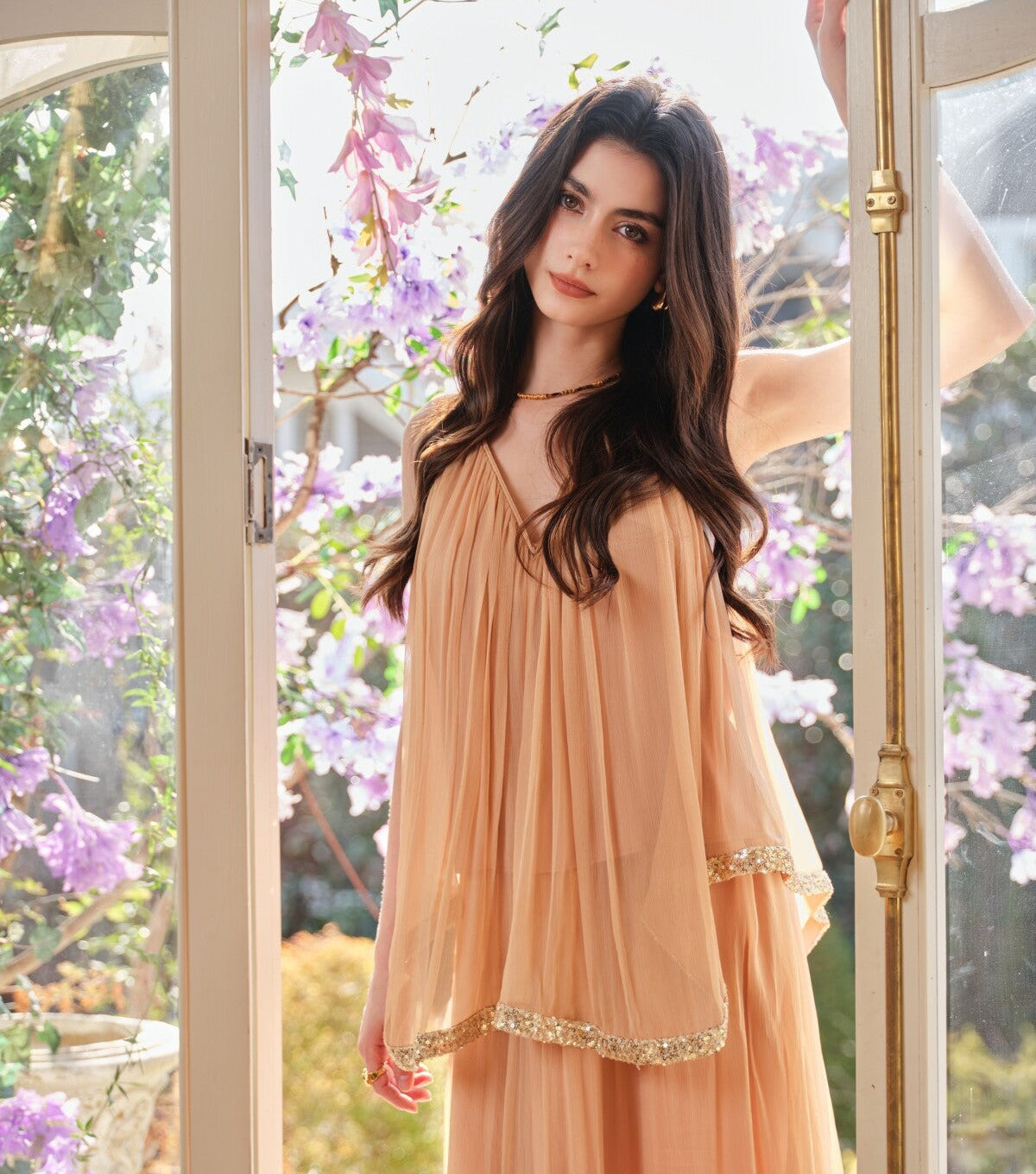 Cinnamon Pink 3-Piece Set - Cardigan, Camisole and Skirt