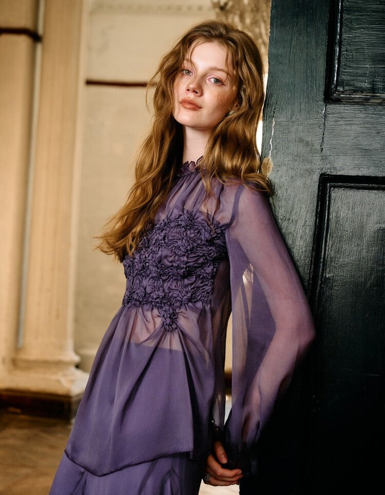 Viscose Set - Elegant Textured Top and Flowing Skirt