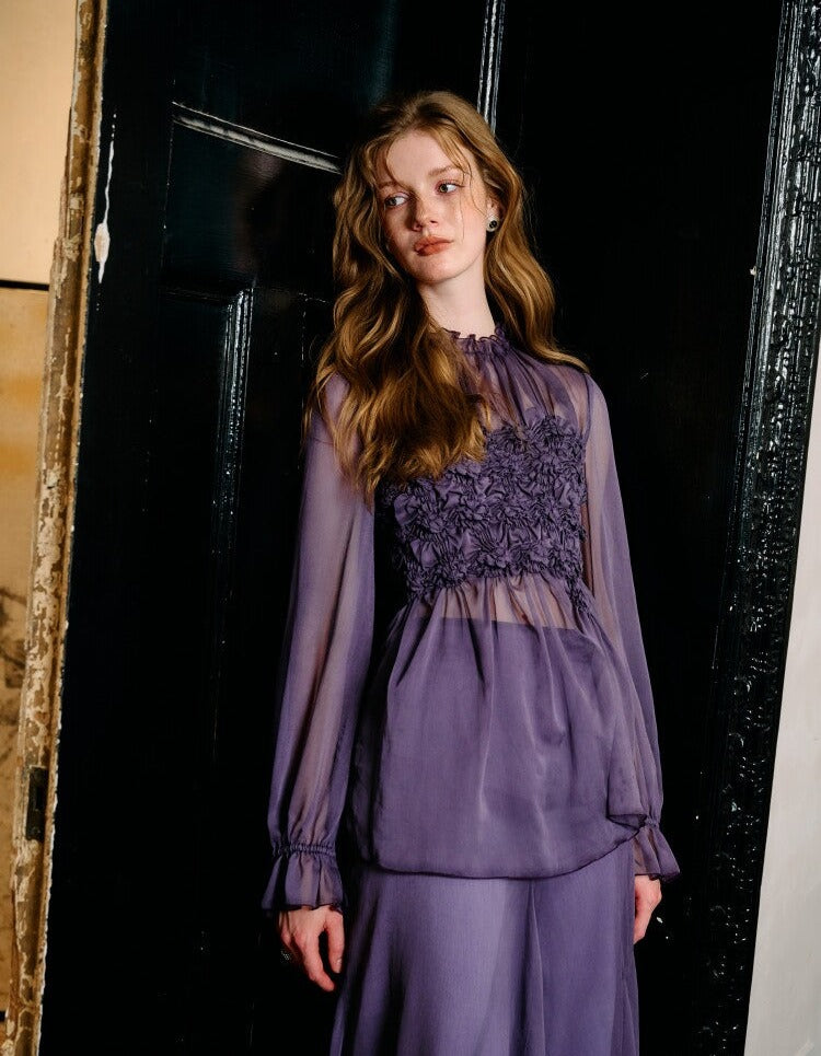 Viscose Set - Elegant Textured Top and Flowing Skirt