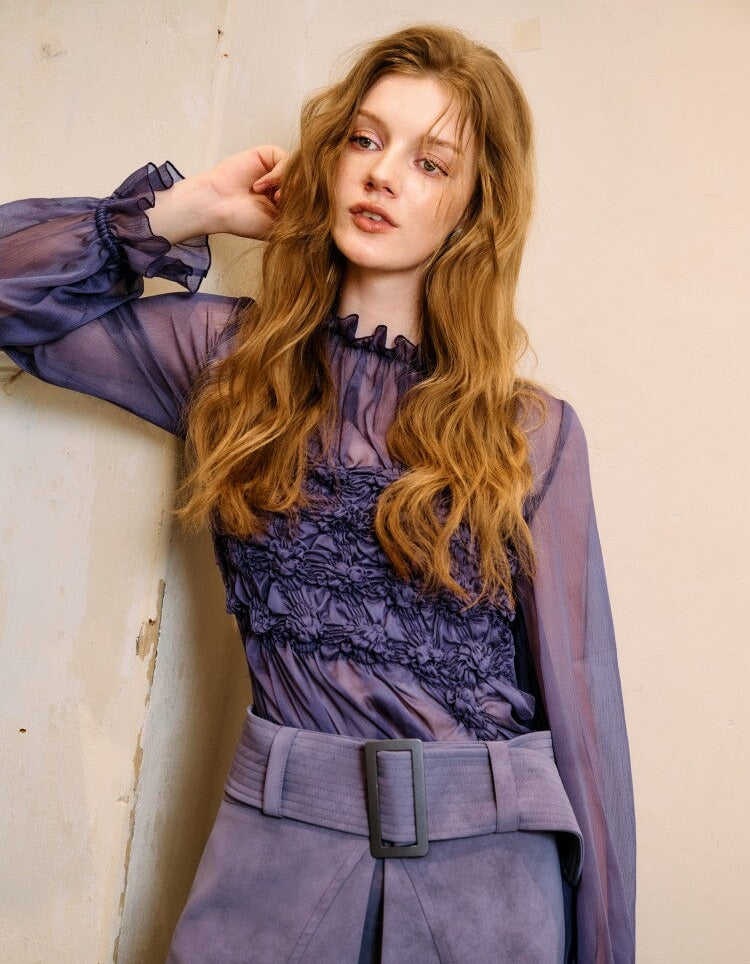 Viscose Set - Elegant Textured Top and Flowing Skirt