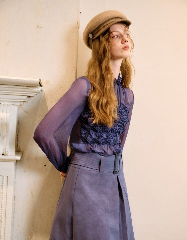 Viscose Set - Elegant Textured Top and Flowing Skirt