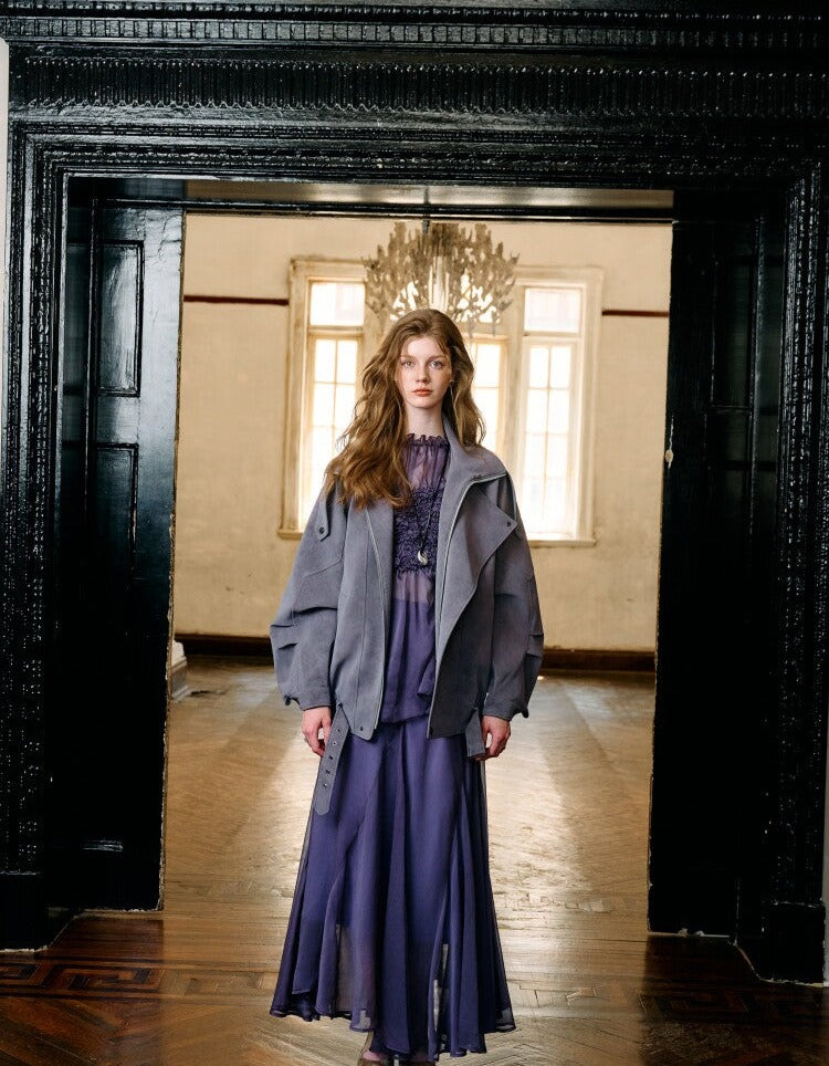 Viscose Set - Elegant Textured Top and Flowing Skirt