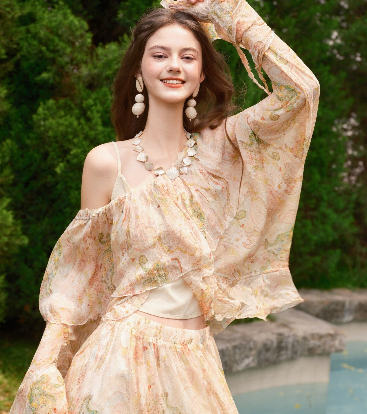 Viscose 2-Piece Set - Campania Flower Top and Skirt