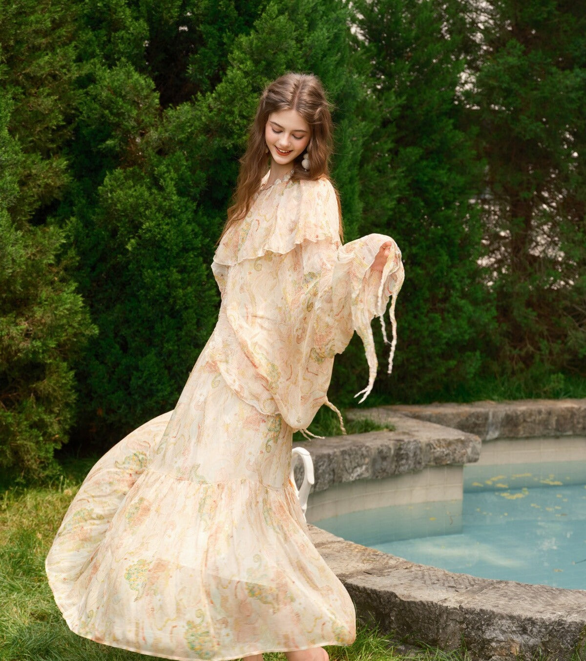 Viscose 2-Piece Set - Campania Flower Top and Skirt