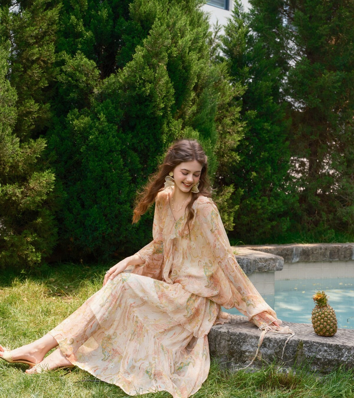 Viscose 2-Piece Set - Campania Flower Top and Skirt