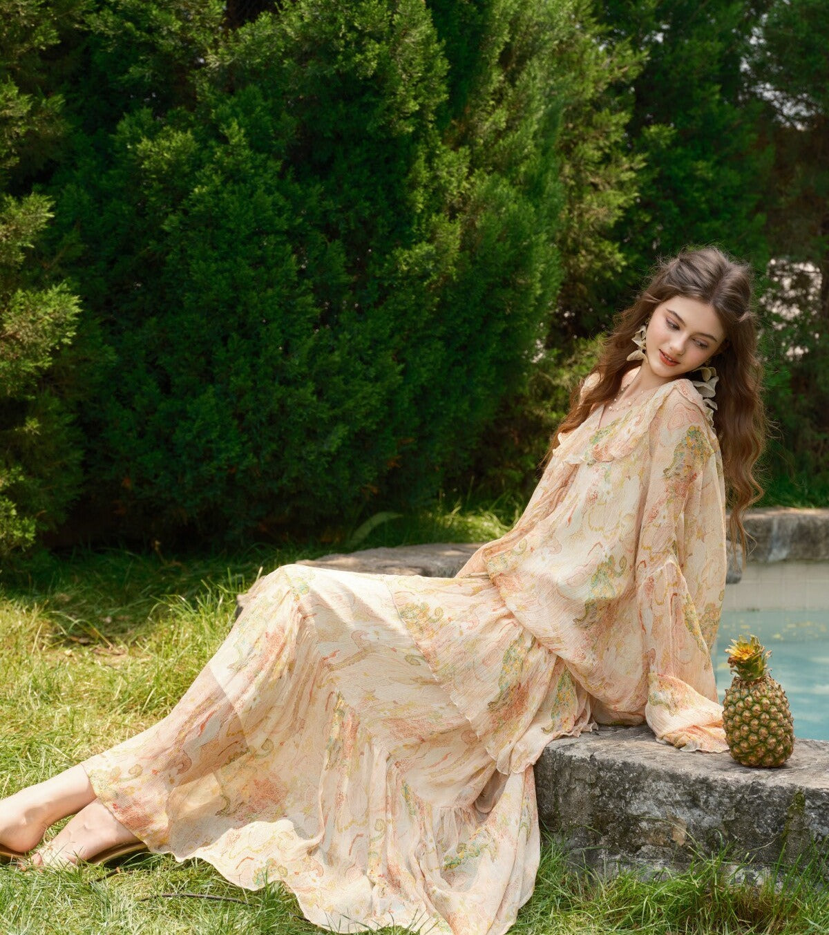 Viscose 2-Piece Set - Campania Flower Top and Skirt