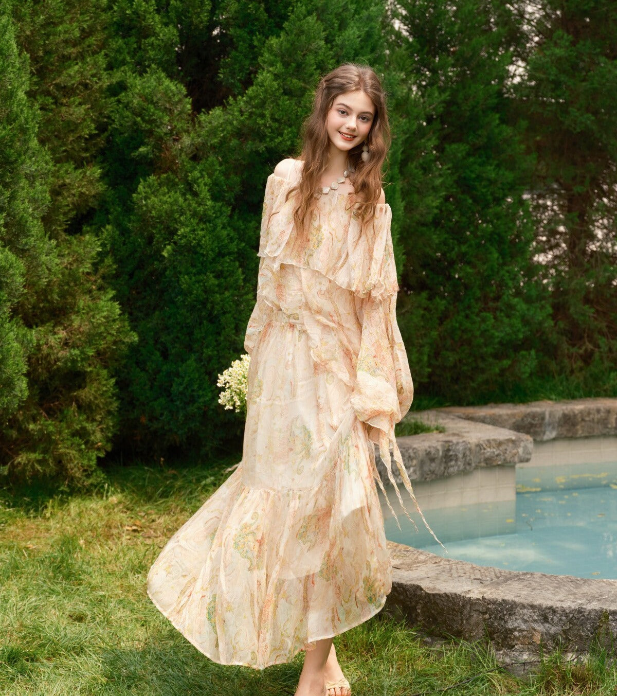 Viscose 2-Piece Set - Campania Flower Top and Skirt