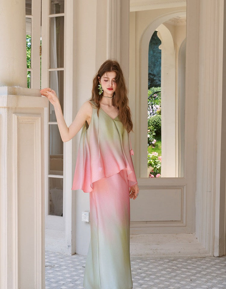 Green Vest and Skirt Set - Elegant Two-Piece Outfit