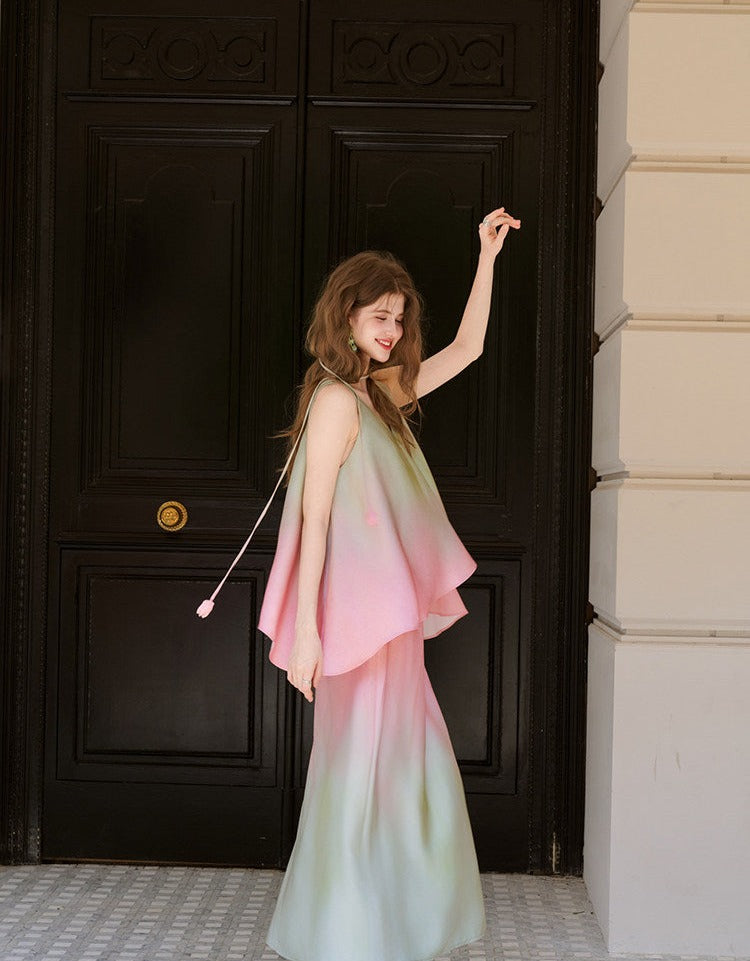 Green Vest and Skirt Set - Elegant Two-Piece Outfit