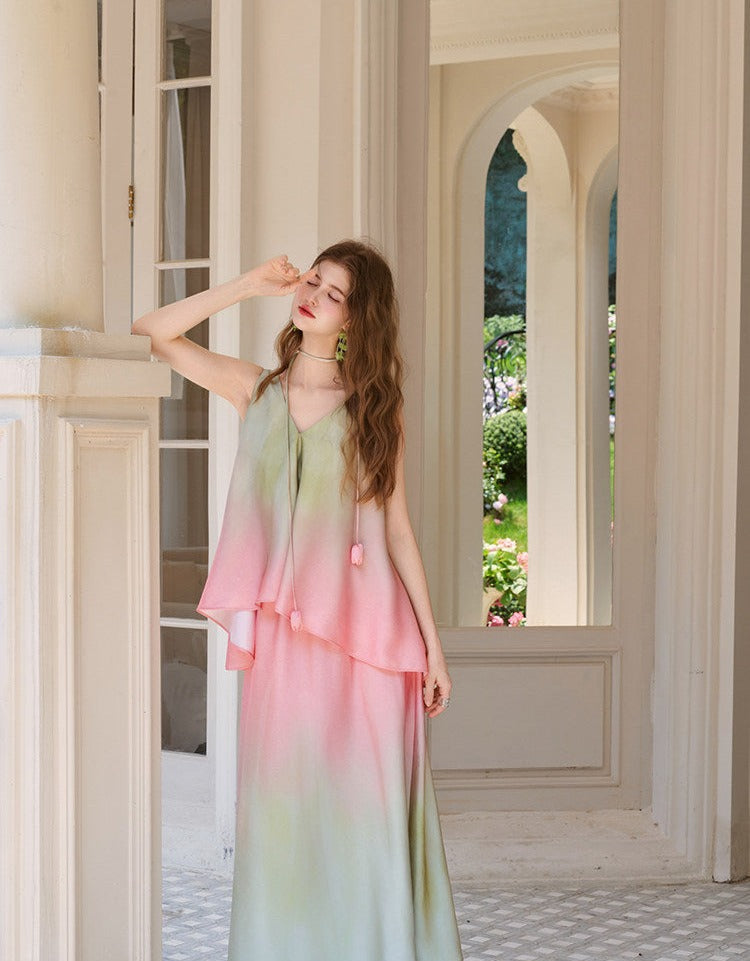 Green Vest and Skirt Set - Elegant Two-Piece Outfit