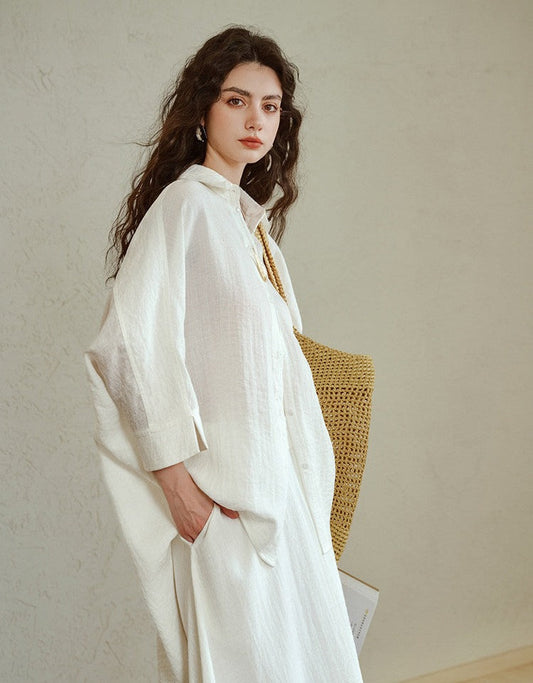 Linen Shirt and Skirt Set - Elegant and Versatile