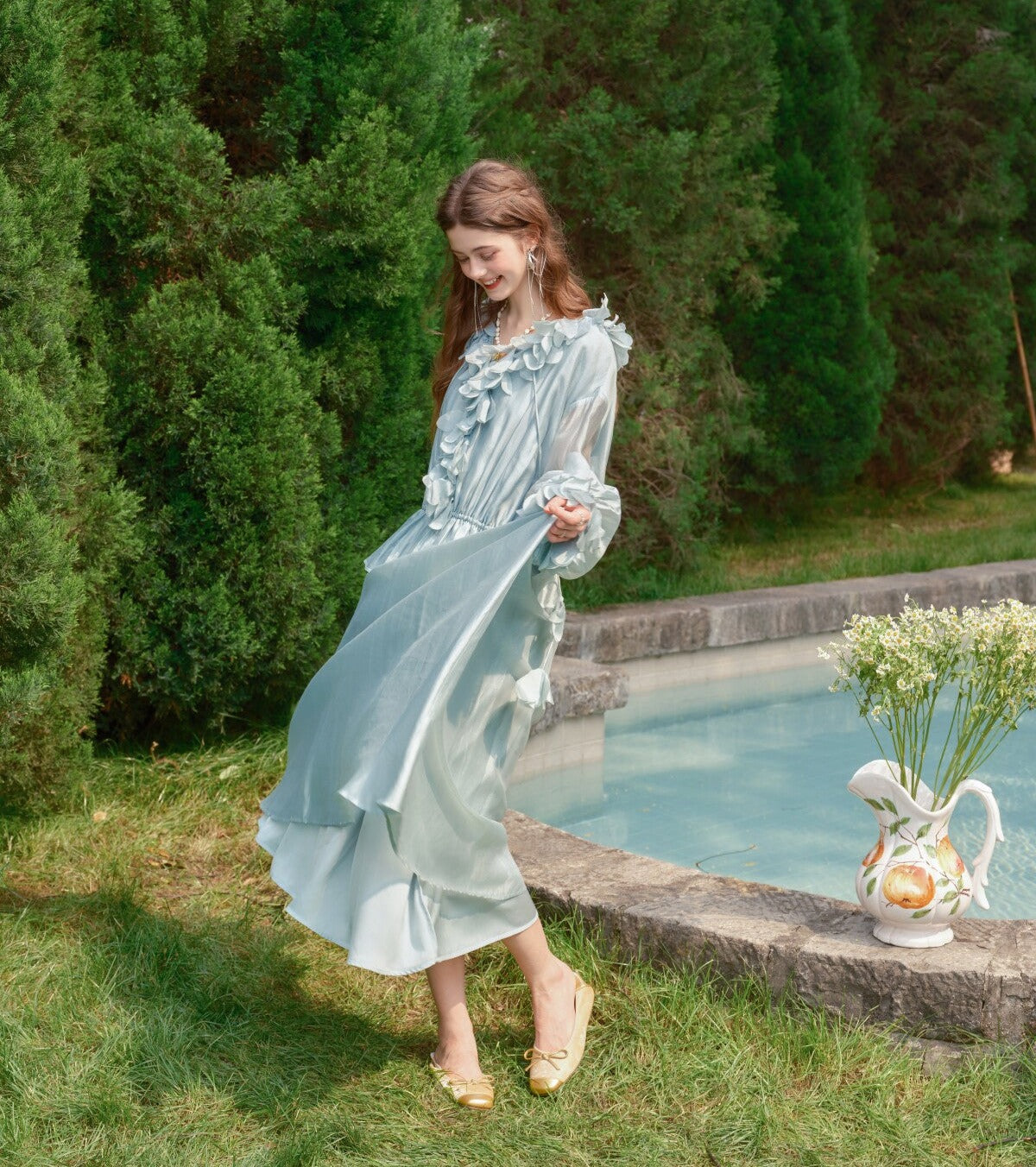 Floral Viscose Dress - Elegant Layered Design