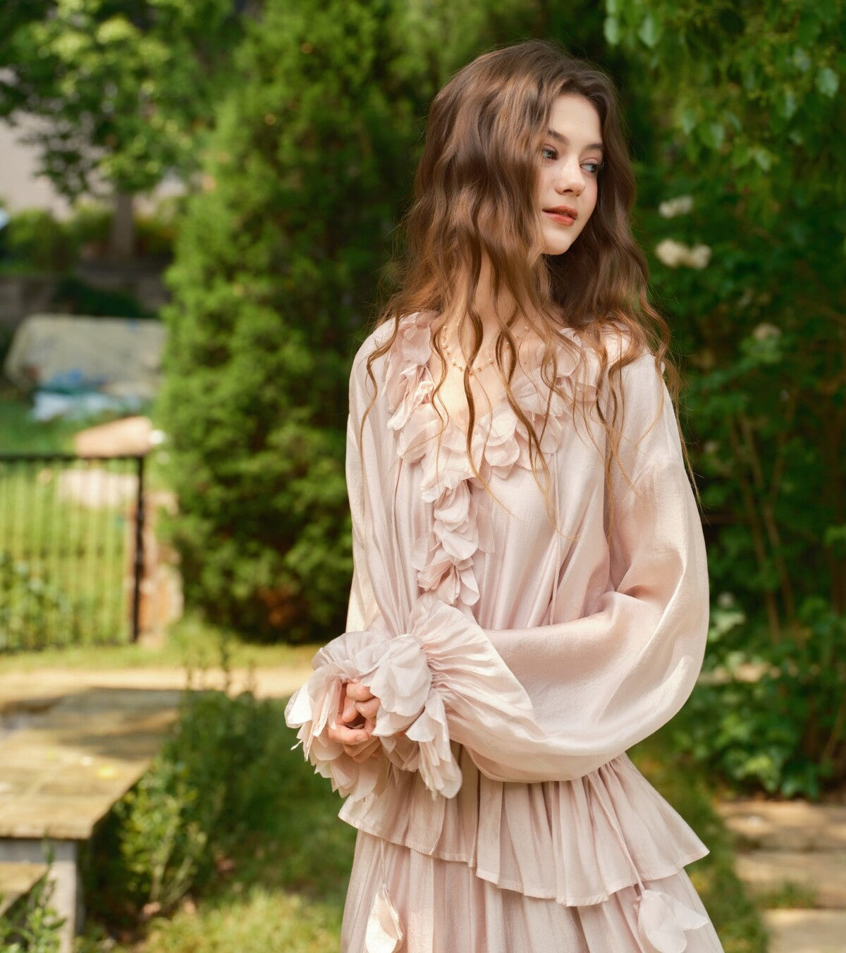Floral Viscose Dress - Elegant Layered Design