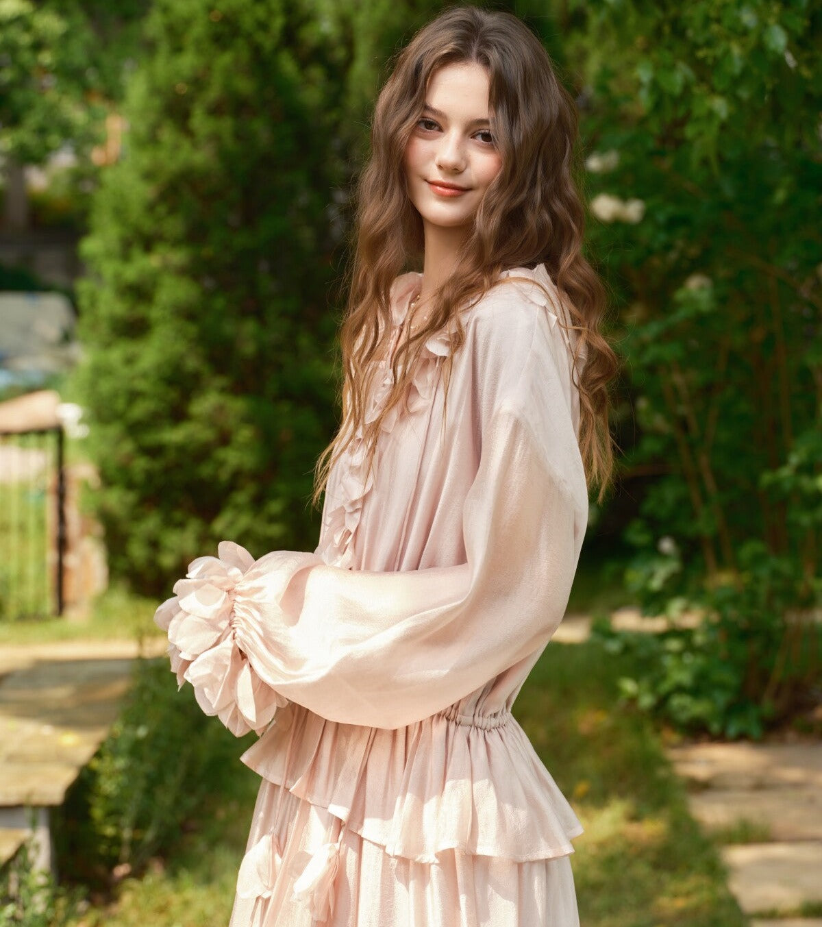 Floral Viscose Dress - Elegant Layered Design