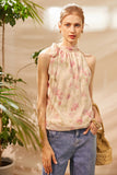 French Sequin Print Sleeveless Top