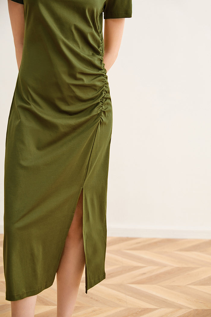 Country Pleated Slit Dress